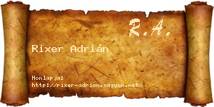 Rixer Adrián névjegykártya
